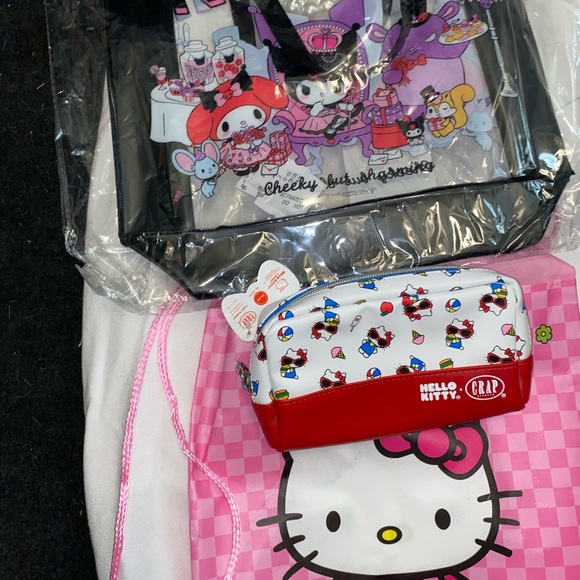 Kuromi Handbags - KUROMI CLEAR TOTE , HELLO KITTY CASE AND BACKPACK